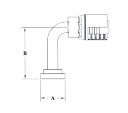 GW54-12x16 Couplamatic GW Series Coupling - Code 61 Split Flange - 90° Bend Long Drop - 3/4" Hose ID - 1" Flange Size