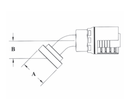 GW81-20x20 Couplamatic GW Series Coupling - Extra Heavy Duty Flange - 45° Bend - 1-1/4" Hose ID - 1-1/4" Flange Size (For use on Caterpillar® Equipment)