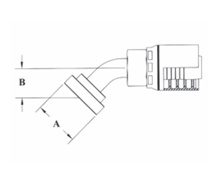 GW81-12x12 Couplamatic GW Series Coupling - Extra Heavy Duty Flange - 45° Bend - 3/4" Hose ID - 3/4" Flange Size (For use on Caterpillar® Equipment)