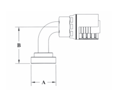 GW82-12x12 Couplamatic GW Series Coupling - Extra Heavy Duty Flange - 90° Bend - 3/4" Hose ID - 3/4" Flange Size (For use on Caterpillar® Equipment)