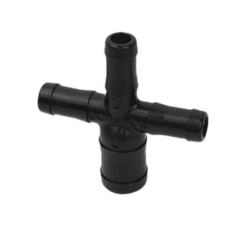 HBC050075 Banjo Polypropylene Cross - 1/2" Hose Barb x 1/2" Hose Barb x 1/2" Hose Barb x 3/4" Hose Barb - 150 PSI
