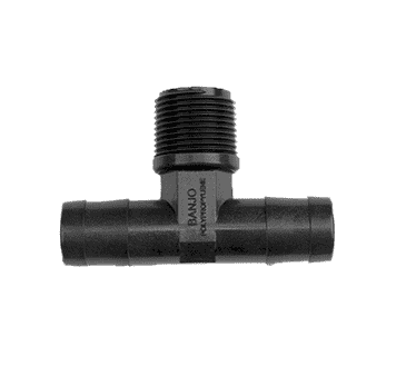 HBT100-100 Banjo Polypropylene Hose Barb Threaded Tee - 1" Hose Barb x 1" Hose Barb x 1" Male NPT - 300 PSI (Pack of 10)