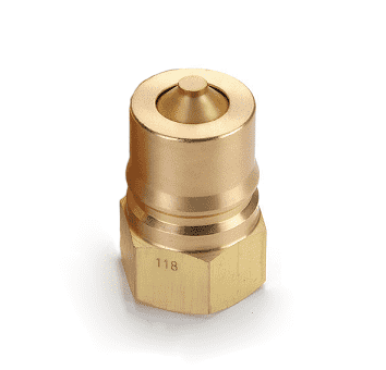 B3K21192 Eaton Hanson HK 1-8 Series Male Plug - Female 3/8-18 NPTF VALVED - ISO 7241-1-B Interchange Brass Quick Disconnect - EPDM Seal replaces FD45-1153-06-06