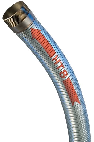 SS186X156STOE Kuriyama Hose Tec TOUGH Stainless Steel Metal-Hose-to-Go - 5180 Series Smooth Bore (Lined) Hose with MPT (TOE) Ends - ID: 6" - 13ft