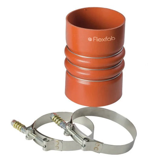 KIT4004D FlexFab Series 4000 4-ply Charge Air Connector Hose and Clamp Kit - 3.50" ID - 3.73" OD - Orange - 6"