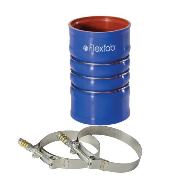 KIT4002D FlexFab Series 4000 4-ply Charge Air Connector Hose and Clamp Kit - 4.00" ID - 4.23" OD - Blue - 6"