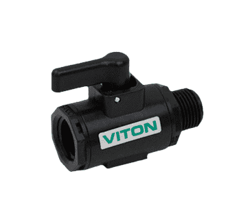 LV025MTV Banjo Polypropylene Micro Valve - 1/4" Female NPT x 1/4" Male NPT - Opening Thru Ball: 3/8" - 300 PSI