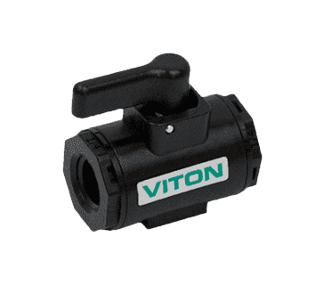 LV025V Banjo Polypropylene Micro Valve - 1/4" Female NPT x 1/4" Female NPT - Opening Thru Ball: 3/8" - 300 PSI