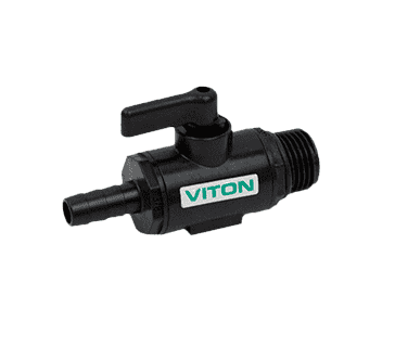 LVHB038050MTV Banjo Polypropylene Micro Valve - 3/8" Hose Barb x 1/2" Male NPT - Opening Thru Ball: 3/8" - 300 PSI