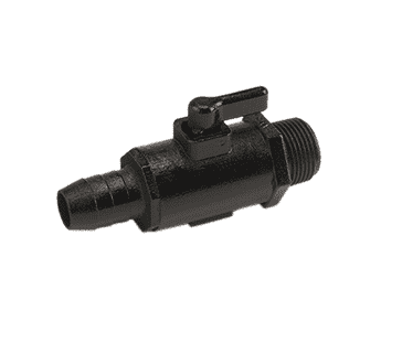 LVHB075MTV Banjo Polypropylene Micro Valve - 3/4" Hose Barb x 3/4" Male NPT - Opening Thru Ball: 1/2" - 300 PSI
