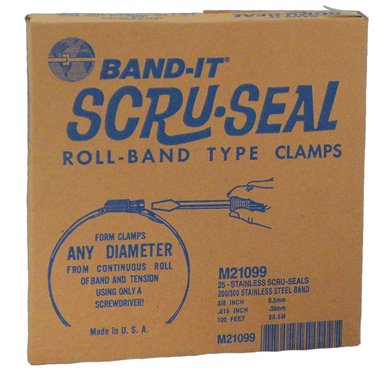 M21099 by Band-It | Scru-Seal Kit | Includes: 25 Scru-Seal Racks, 25 Housings, VALU-STRAP™ Band (3/8" x 0.015" x 100') | Stainless Steel