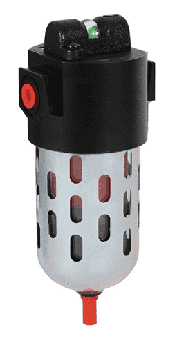 M26-02A Dixon Wilkerson 1/4" Modular Coalescing Filter with Standard Transparent Bowl and Guard - Automatic Drain - 55.0 SCFM