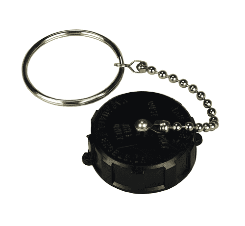 ME109-NH3-1 Dixon Valve LP Gas Plastic Acme Cap - 1-3/4" Female Acme Cap and Chain Assembly (Black)