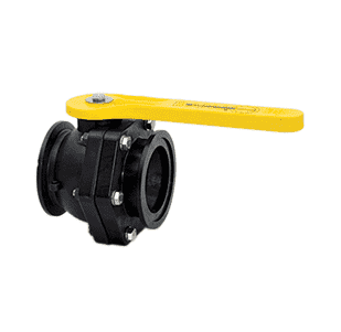 MVS300CF Banjo Polypropylene Manifold "Stubby" Valve - 3" Flange x 3" Flange - Opening Thru Ball: 2-1/2" - 100 PSI