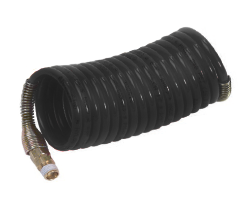 N9DS1-25 Nycoil Nylon Self-Storing Air Hose Assembly - 3/4" Hose ID - 3/4" MPT Swivel - Black - 160 PSI - 25ft