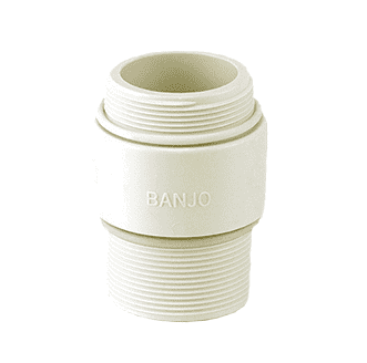 NIP2101 Banjo Polypropylene FDA Union Valve Adapter - 2" NPT x BSP Nipple - White