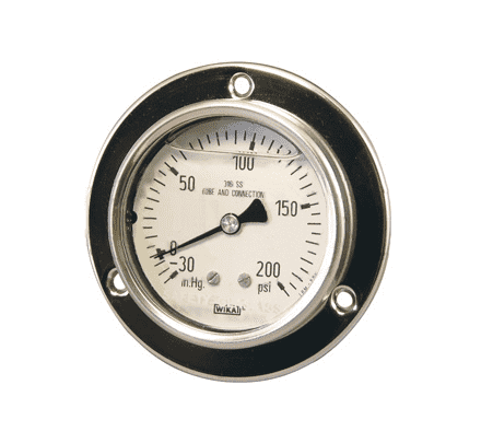 PBLSS100 Dixon All Stainless Panel Builder Gauge - 2-1/2" Face, 1/4" Lower Back Mount - 0-100 PSI