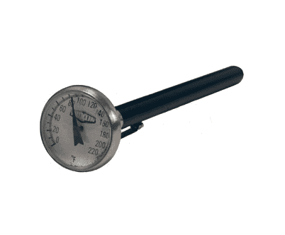 Solid-stem thermometer with stainless steel pocket