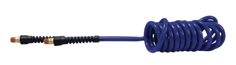 PU1215 Polyurethane Self-Storing Air Hose with Fittings - 1/2" Hose ID - 15ft Length, and a 1/2" Male NPT