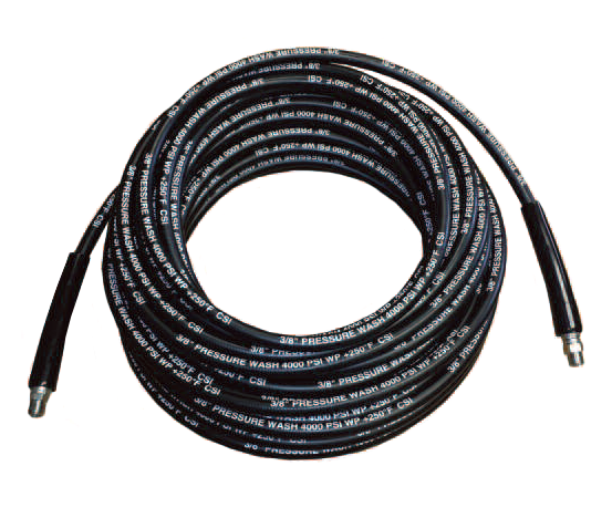 PW64100 Couplamatic Import Pressure Wash Hose Assembly - Thin Cover - 3/8" ID - 3/8" NPTF x 3/8" NPTF Swivel - 4000 PSI - Black - 100ft