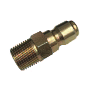 QC-PW06-M-04N-M by Couplamatic | Hydralic Quick Coupler | PW Series Brass & Steel Pressure Wash Coupler | 1/4" Body Size | 1/4-18 (Male) NPT Thread Size | Male