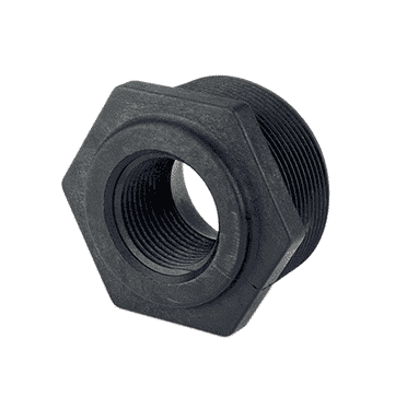 RB125-038 Banjo Polypropylene Pipe Reducing Bushing - 1-1/4" Male NPT x 3/8" Female NPT - 150 PSI (Pack of 10)