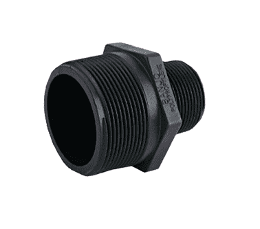 RN100-050 Banjo Polypropylene Reducing Nipple - 1" Male NPT x 1/2" Male NPT - 150 PSI (Pack of 10)