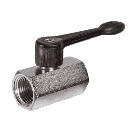 S34AF0 by RuB Inc. | Metric Threaded Mini Ball Valve | 1/8" Female BSPP x 1/8" Female BSPP | with Blue Nylon Handle | Brass | Pack of 18