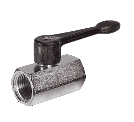 S34CF0 by RuB Inc. | Metric Threaded Mini Ball Valve | 3/8" Female BSPP x 3/8" Female BSPP | with Blue Nylon Handle | Brass | Pack of 18