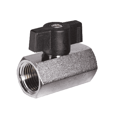 S34BF1 by RuB Inc. | Metric Threaded Mini Ball Valve | 1/4" Female BSPP x 1/4" Female BSPP | | with Black T-Handle | Brass | Pack of 22