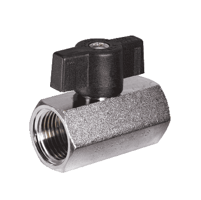 S34DF1 by RuB Inc. | Metric Threaded Mini Ball Valve | 1/2" Female BSPP x 1/2" Female BSPP | | with Black T-Handle | Brass | Pack of 16