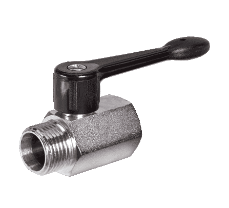 S34BM0 by RuB Inc. | Metric Threaded Mini Ball Valve | 1/4" Male BSPP x 1/4" Female BSPP | | with Black Nylon Handle | Brass | Pack of 18