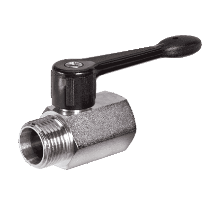 S34AM0 by RuB Inc. | Metric Threaded Mini Ball Valve | 1/8" Male BSPP x 1/8" Female BSPP | | with Black Nylon Handle | Brass | Pack of 18