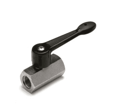 S34AX0 by RuB Inc. | Mini Ball Valve | 1/8" Female NPT x 1/8" Female NPT | with Black Nylon Lever | Brass | Pack of 18