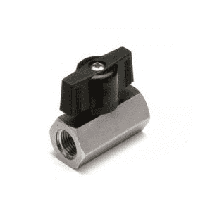 S34AX1 by RuB Inc. | Mini Ball Valve | 1/8" Female NPT x 1/8" Female NPT | with Black Nylon T-Handle | Brass | Pack of 22