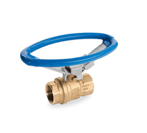 S92C43 by RuB Inc. | Full Port 2-Way Ball Valve | 3/8" Female NPT x 3/8" Female NPT | with Blue Oval Lockable Handle | Brass | Pack of 12