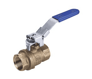 S92G45 by RuB Inc. | Full Port 2-Way Ball Valve | 1-1/4" Female NPT x 1-1/4" Female NPT | with Blue Lockable Handle | Brass | Pack of 8
