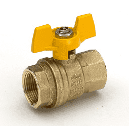 S92B46 by RuB Inc. | Full Port 2-Way Ball Valve | 1/4" Female NPT x 1/4" Female NPT | with Yellow Aluminum T-Handle | Brass | Pack of 14