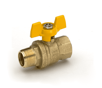 S92E47 by RuB Inc. | Full Port 2-Way Ball Valve | 3/4" Male NPT x 3/4" Female NPT | with Aluminum T-Handle | Brass | Pack of 12