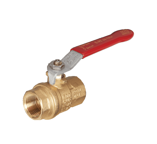 S92C48R RuB Inc. Full Port 2-Way Ball Valve - Brass - 3/8" Female NPT x 3/8" Female NPT with Stainless Steel Ball and Stem with Red Steel Handle (Pack of 14)