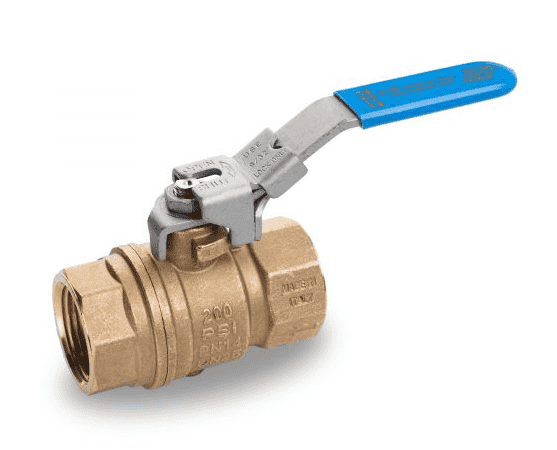 S93C41 by RuB Inc. | Full Port Exhaust Ball Valve | 3/8" Female NPT x 3/8" Female NPT | with Blue Lockable Handle | Brass | Pack of 12