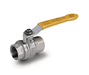 S95E41N by RuB Inc. | Full Port 2-Way Ball Valve | 3/4" Female NPT x 3/4" Female NPT | with Yellow Steel Handle | Nickel Plated Brass | Pack of 12