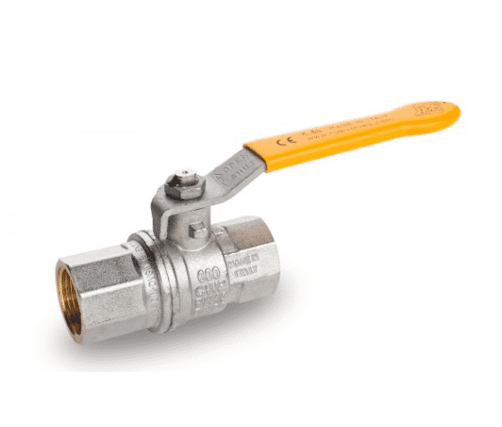 S95G41 by RuB Inc. | Full Port 2-Way Ball Valve | 1-1/4" Female NPT x 1-1/4" Female NPT | with Yellow Steel Handle | Brass | Pack of 8