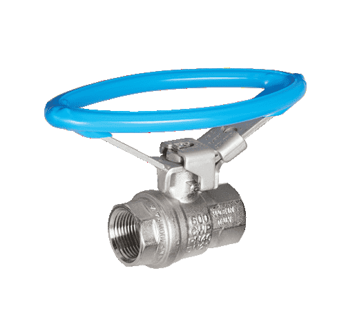 S95F43N by RuB Inc. | Full Port 2-Way Ball Valve | 1" Female NPT x 1" Female NPT | with Oval Lockable Handle | Nickel Plated Brass | Pack of 4