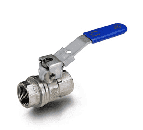 S95F45N by RuB Inc. | Full Port 2-Way Ball Valve | 1" Female NPT x 1" Female NPT | with Blue Lockable Handle | Nickel Plated Brass | Pack of 8