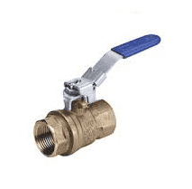 S95N45 by RuB Inc. | Full Port 2-Way Ball Valve | 4" Female NPT x 4" Female NPT | with Blue Lockable Handle | Brass