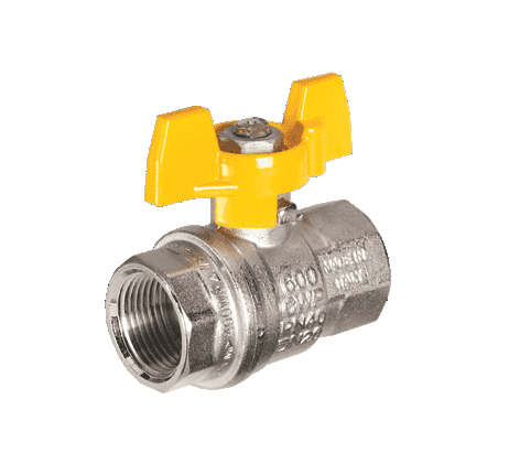 S95B46N by RuB Inc. | Full Port 2-Way Ball Valve | 1/4" Female NPT x 1/4" Female NPT | with Aluminum T-Handle | Nickel Plated Brass | Pack of 14