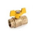 S95B46 by RuB Inc. | Full Port 2-Way Ball Valve | 1/4" Female NPT x 1/4" Female NPT | with Yellow Aluminum T-Handle | Brass | Pack of 14