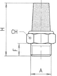 7030-1 by AIGNEP | Mufflers and Silencers Series | 1" BSPP Sintered Muffler | 50 Micron | 145 psi | 14 to 176 F | Bronze