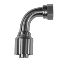 SSS43-04-04FJ90 Midland 1/4" Hose Barb x 7/16-20 Female JIC 37° Flare Swivel - 90° Elbow - 316 Stainless Steel